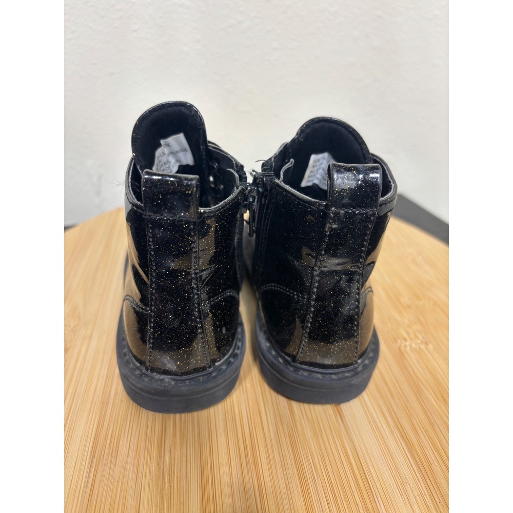 Thereabouts Boots Size 10M Lil Reese Black Glitter Sparkle Lace Up Side Zip - Picture 11 of 13
